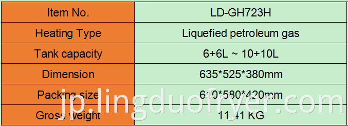 6l Double Baskets Gas Fryer Product Details